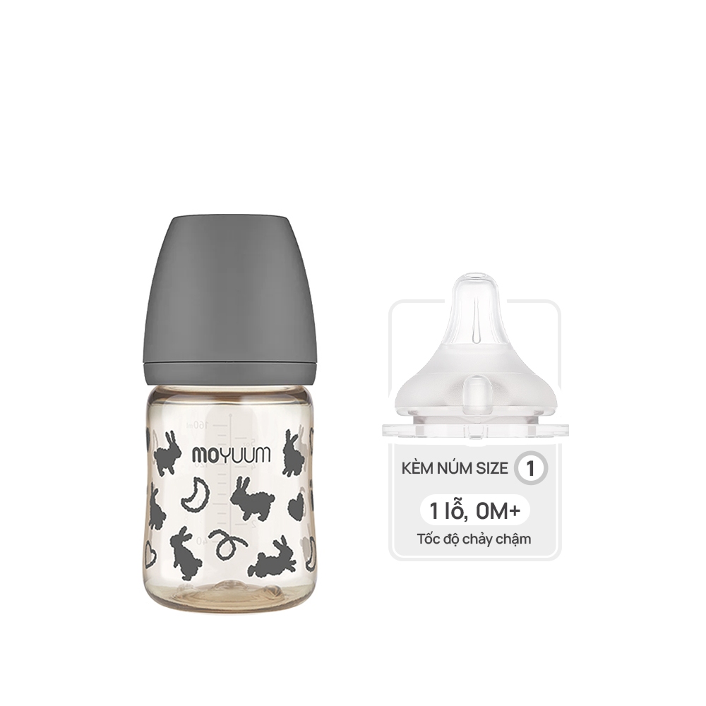 Ảnh Bình sữa PPSU Moyuum - Thỏ đen - 170ml - Kèm núm 1 3