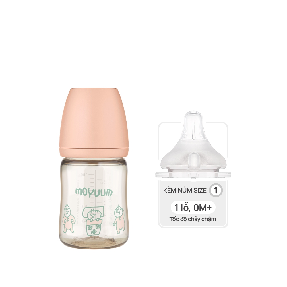 Ảnh Bình sữa PPSU Moyuum - Ogu hồng - 170ml - Kèm núm 1 3