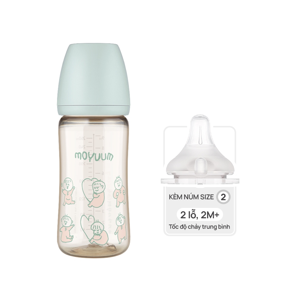 Ảnh Bình sữa PPSU Moyuum - Ogu xanh - 270ml - Kèm núm 2 3