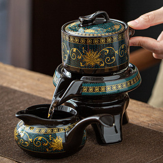 Bộ ấm trà tự động mài đá sáng tạo dụng cụ pha trà lười chống bỏng dụng cụ pha trà Kung Fu gốm sứ gia dụng xoay nước