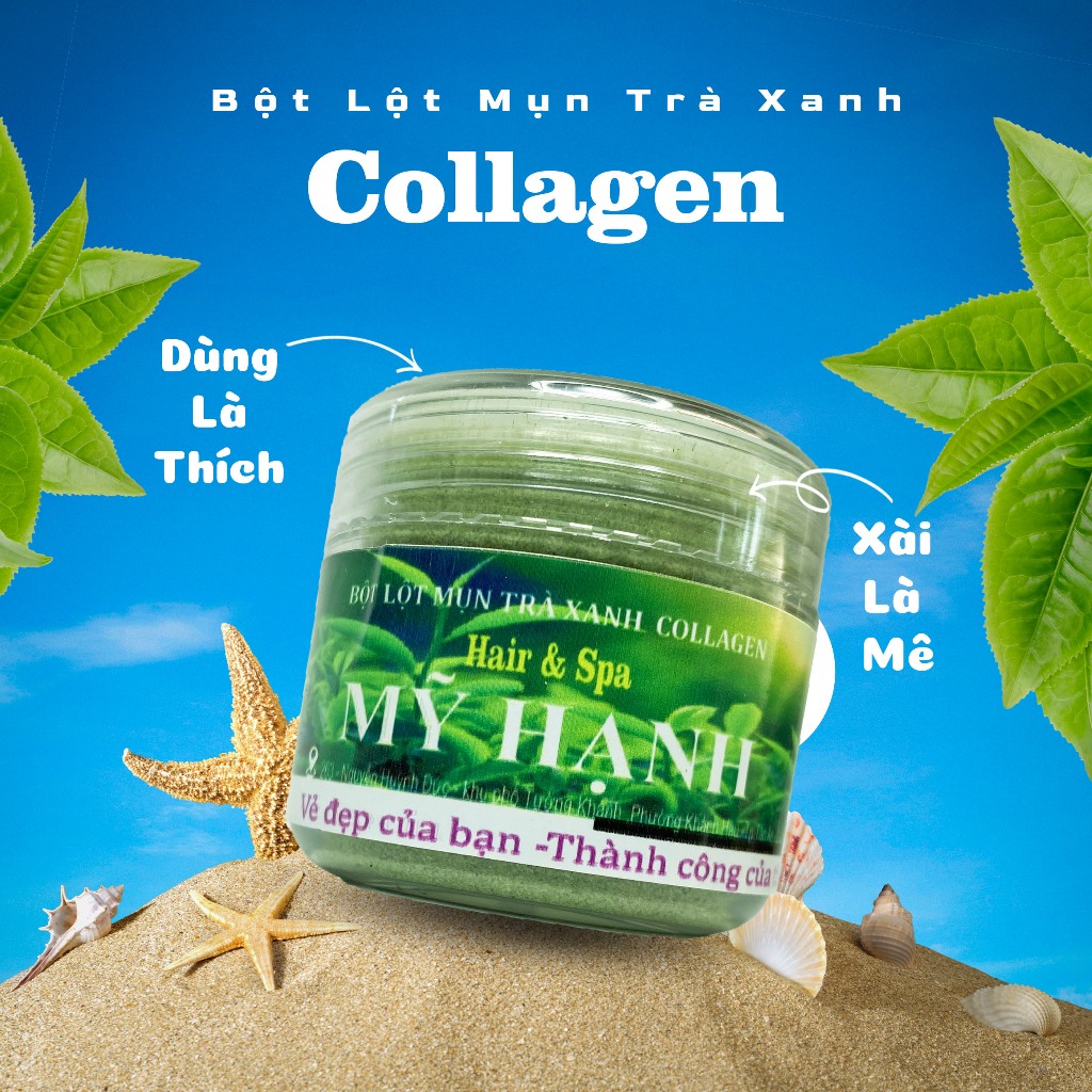 Bột lột mụn trà xanh collagen Mỹ Hạnh ,làm sạch mụn cám ,mụn đầu đen chất bả nhờn ,50g