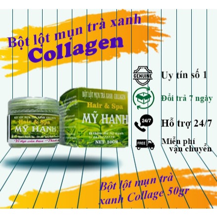 Bột lột mụn trà xanh collagen Mỹ Hạnh ,làm sạch mụn cám ,mụn đầu đen chất bả nhờn ,50g