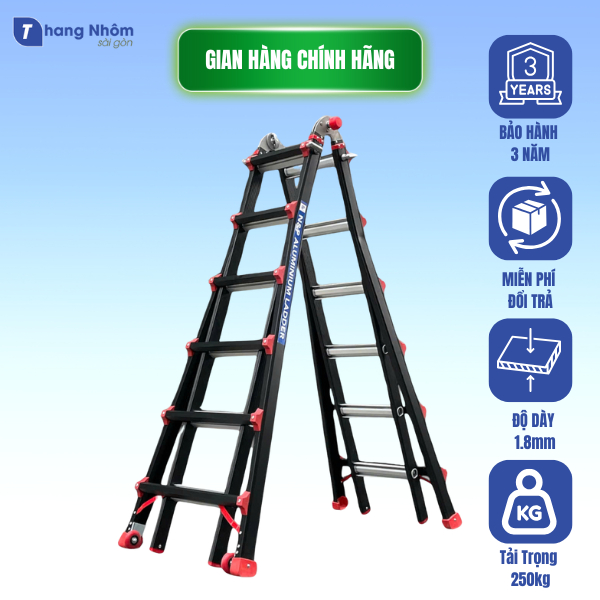 Thang nhôm chữ A rút lồng N&P NP-06 PRO (chữ A: 3m - chữ I: 6m) tải ...