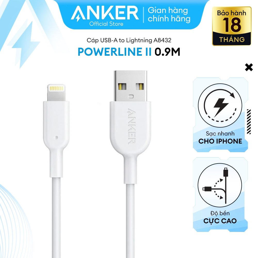 Ảnh Cáp sạc ANKER Powerline II Lightning - Dài 0.9m - A8432 1