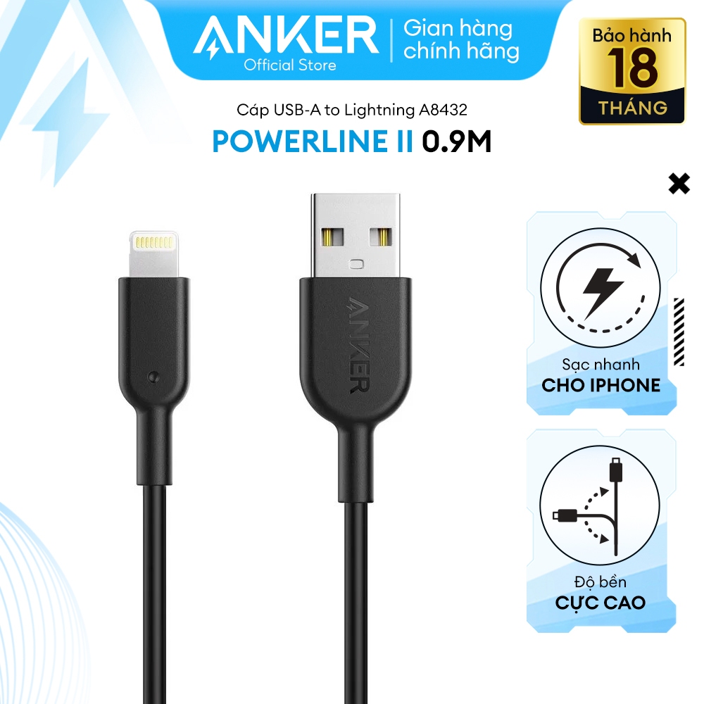 Ảnh Cáp sạc ANKER Powerline II Lightning - Dài 0.9m - A8432 3