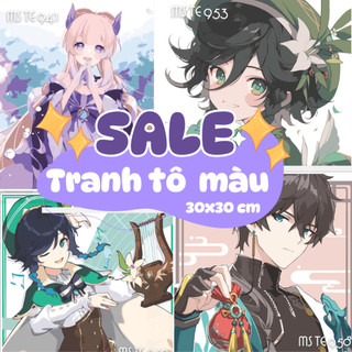 TỔNG HỢP- Tranh tô màu theo số, Tranh số hóa ANIME GENSHIN IMPACT có khung, kích thước 30x30cm