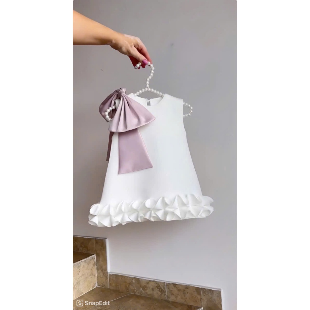 Đầm bé gái dáng suông phối nơ vai cho mẹ và bé 12-55kg,đầm bé gái suông nơ vai bé gái size đại,đầm cặp đôi mẹ bé
