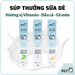 Combo 12 & 6 Súp thưởng cho mèo PetQ, Súp thưởng Sữa Dê Pet Q Gói 15g Cao Cấp Ngon miệng, Dinh dưỡng