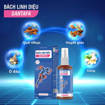 Xịt giảm đau xương khớp Bách Linh Diệu Chai 50ml - Santafa -hỗ trợ giảm đau vai gáy, xịt giảm đau cơ