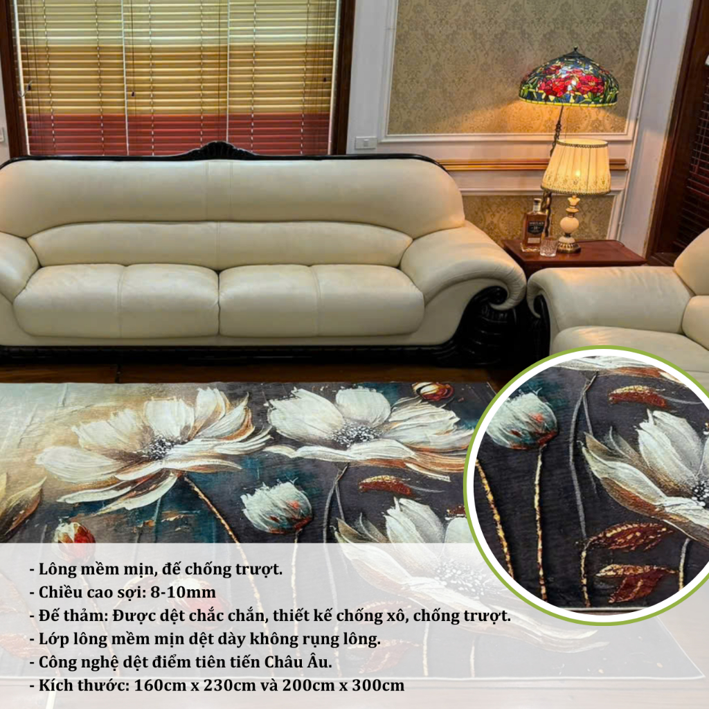 Thảm Trải Sàn Nhà Phòng Khách Lông Tuyết Panama Cao Cấp Khập Khẩu An Như Bedding