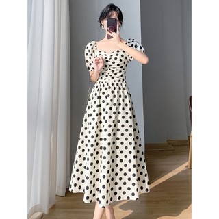 Đầm thiết kế KYE chấm bi đen trắng dáng dài Chamy dress