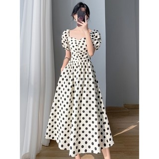 Đầm thiết kế KYE chấm bi đen trắng dáng dài Chamy dress