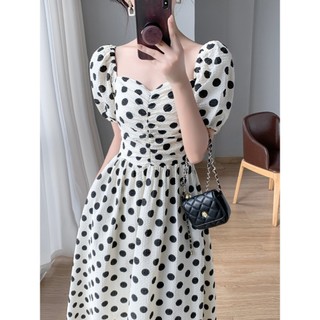 Đầm thiết kế KYE chấm bi đen trắng dáng dài Chamy dress