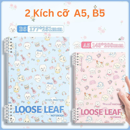Sổ Còng A5 B5 Họa Tiết Gấu MESO - Bìa Sổ Còng Thay Được Giấy, Thiết Kế Khuyết Còng Không Đau Tay