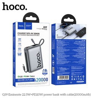 Pin Dự Phòng Hoco Q39 20.000mAh TypeC PD 20W, USB-A QC 22.5W, kèm cáp TypeC và LaiNing, Màn hình LCD - Phụ Kiện Nhất Tín