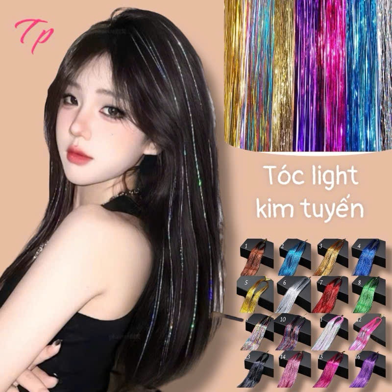 Tóc Kim Tuyến, Set 200 Sợi Tóc Lấp Lánh Dùng để nối light tóc | Shopee ...