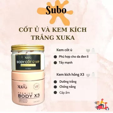 Combo Kem Body Trắng Da XUKA Kem Cốt Ủ Và Kem Body Hồng