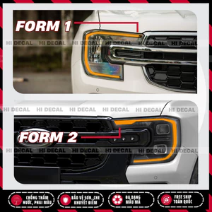 Decal dán đèn Ford Ranger, Ford Everest 2022 - 2025, tem trang trí đèn chống nước bền màu