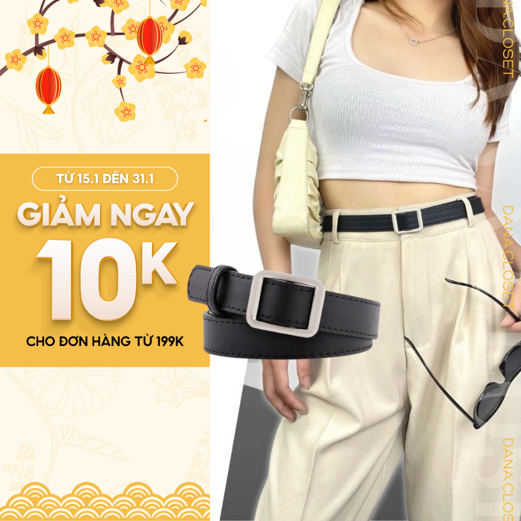 Thắt Lưng Nữ Hàng Cao Cấp, Dây Thắt Lưng Da Bản 2cm, Hai Màu Đen Nâu Sử Dụng Tiện Lợi