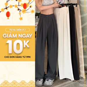 Quần Ống Rộng Nữ, Quần Vải Big Size Cạp Cao, Dài 105cm, Vải Mềm Có Độ Rủ, Phối Đồ Cực Xinh