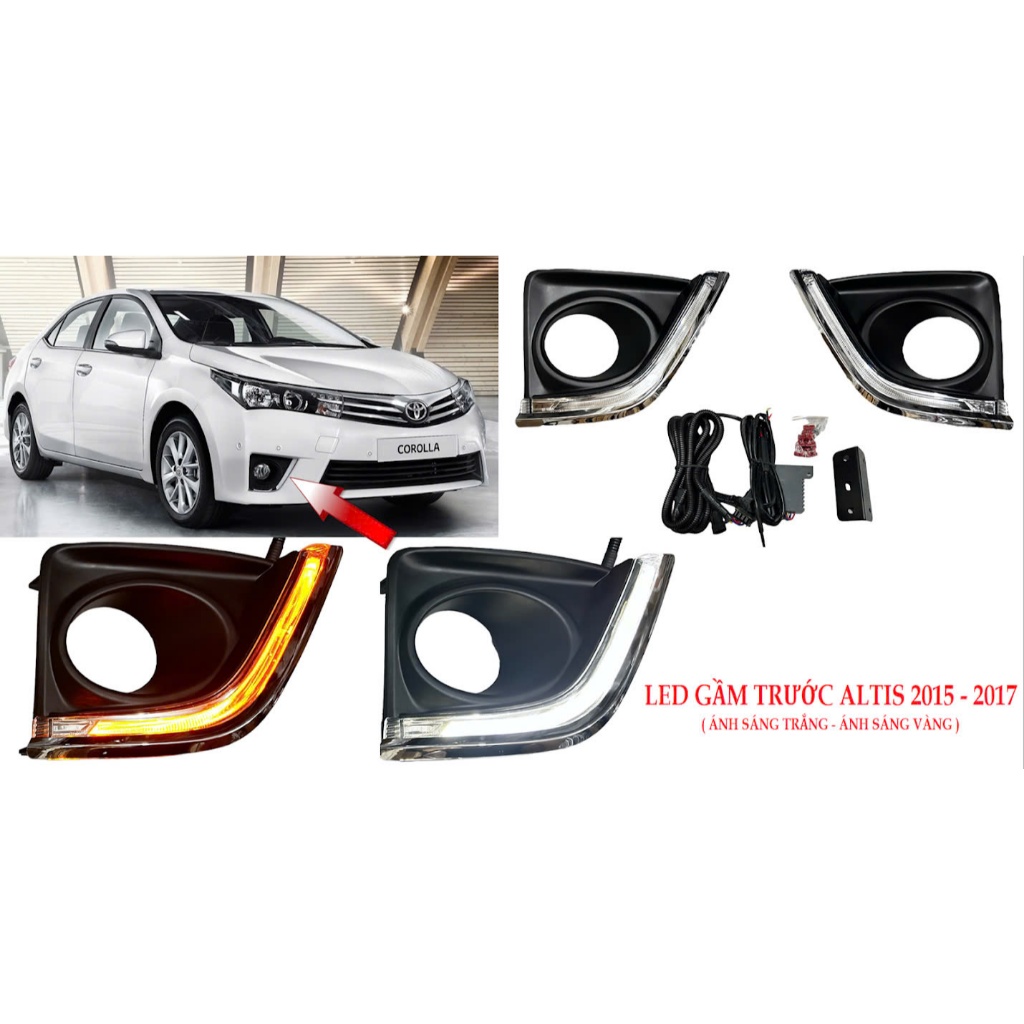 Bộ Đèn Led Gầm trước xe Toyota Altis 2015-2020, Bộ đèn led 2 bên gầm lái và phụ daylight. 2 chế độ