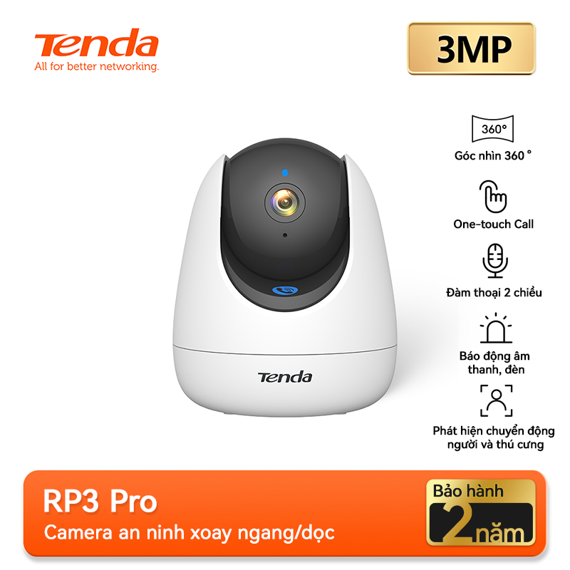 Ảnh Camera Wifi Tenda Trong Nhà RP3 Pro FHD 3MP,2K Quay Quét 360°| Đàm Thoại 2 Chiều | ban đêm CCTV 1