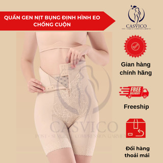Quần Gen Nịt Bụng Siết Eo Chống Cuộn Có Khóa Kéo Và Mắc Cài