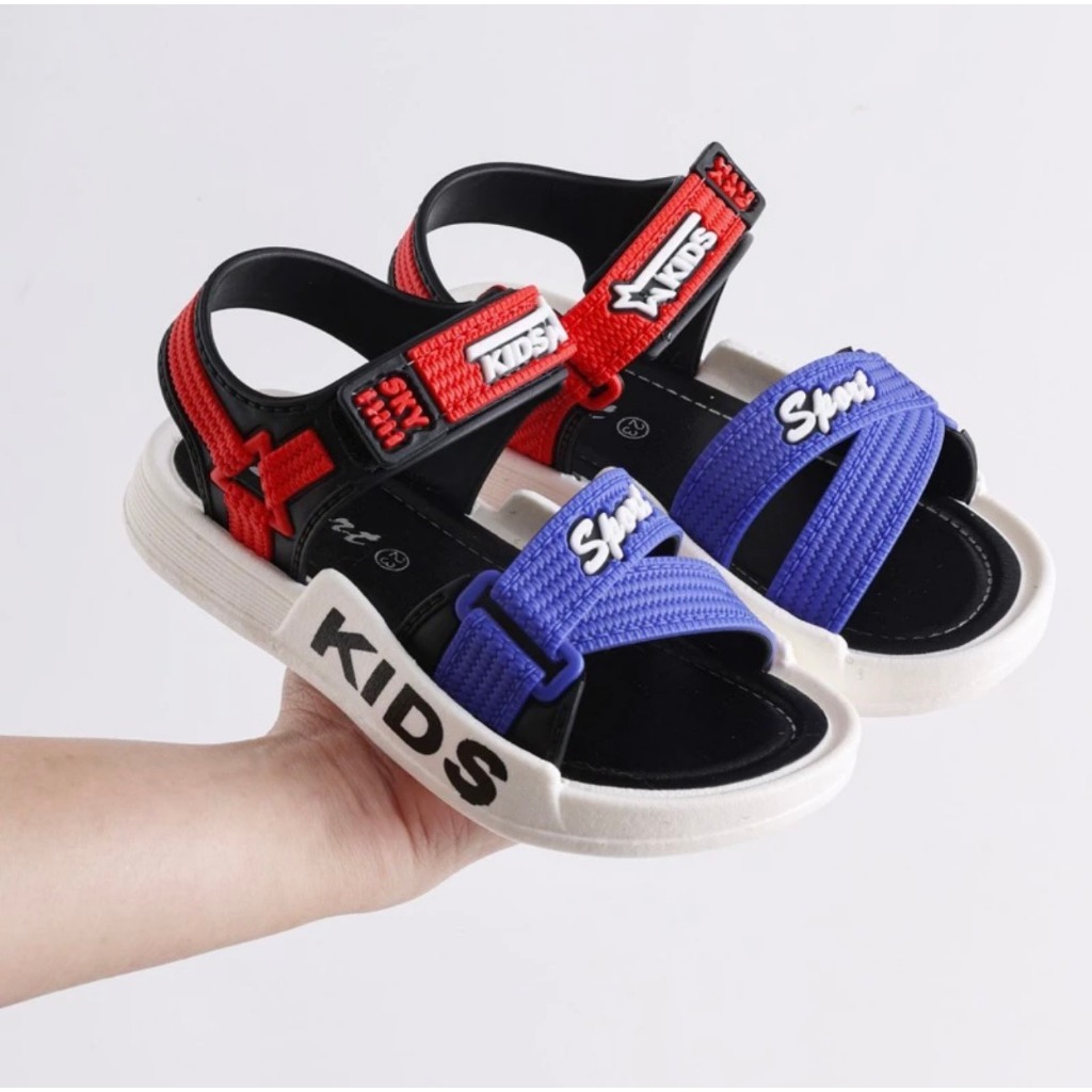 Giày cho bé trai- Sandal cao su quai dán siêu mềm cho bé trai thiếu kế quai chéo