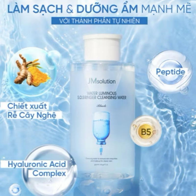 Nước Tẩy Trang JMsolution H9 Hyaluronic Ampoule & Water Luminous SOS Ringer Cleansing ( 500ml 850ml)