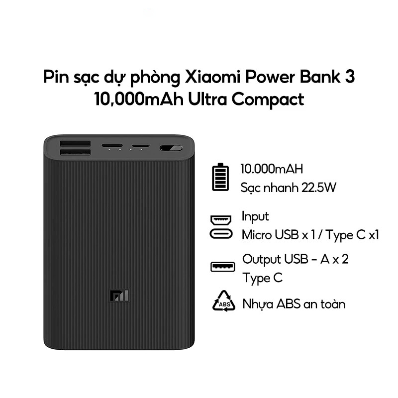 Ảnh Pin sạc dự phòng Xiaomi Mi Power 3 Ultra Compact 10000mAh BHR4412GL 1