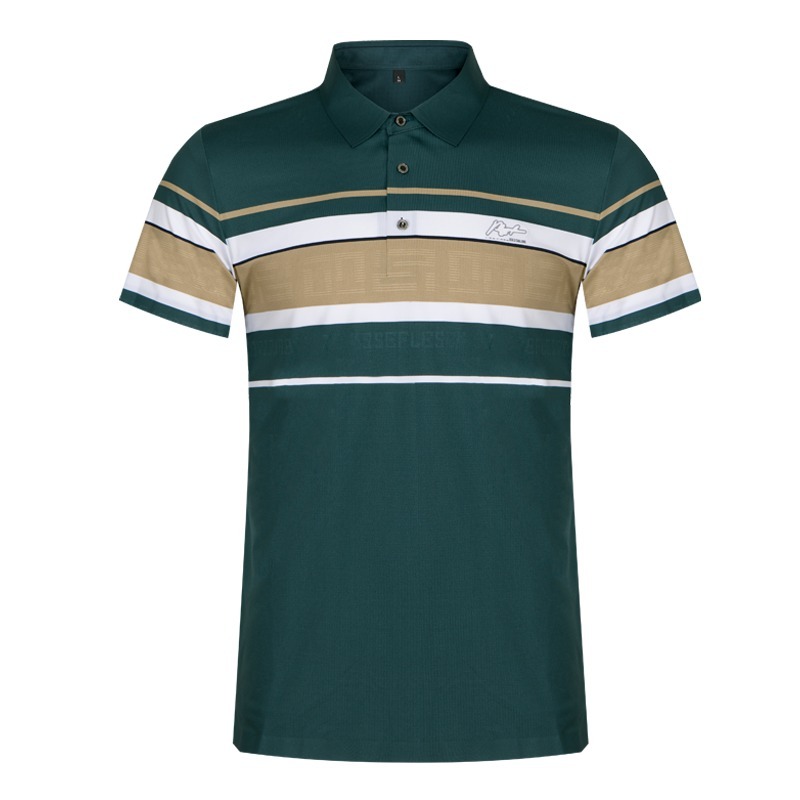 Áo polo nam cao cấp MASCULINE MPL502 Họa tiết kẻ ngang dáng Regular fit, chất liệu sợi tơ tằm