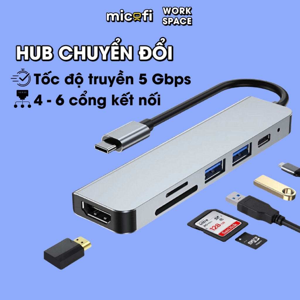 Hub Type C Micofi, Hub USB 3.0 Chuyển Đổi Chia Cổng Mở Rộng HDMI Đọc ...