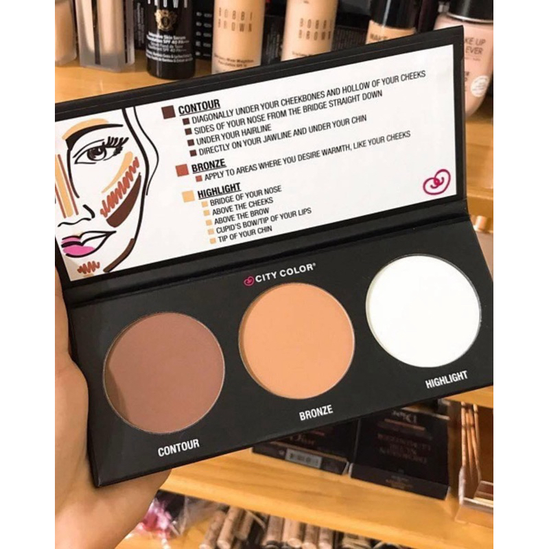Bảng Tạo Khối City Color Contour Palette 3 Ô | Contour – Bronze – Highlight | Phấn Mịn Dễ Tán