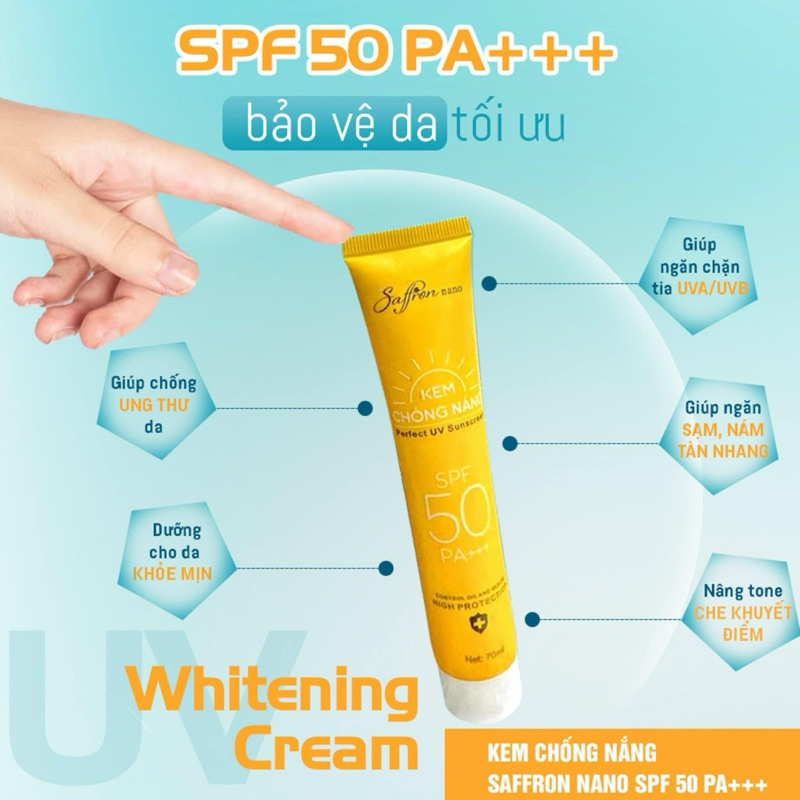 [KEM CHỐNG NẮNG - SAFFRON NANO - TÙY TÂM PHARMA] SPF 50, PA+++