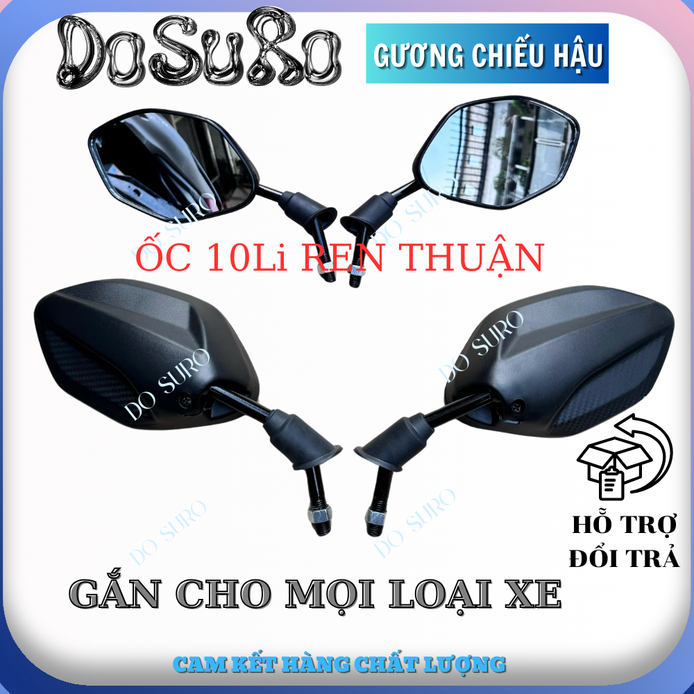 Gương Chiếu Hậu 1 Cặp Trái Phải Gắn Cho Mọi Loại Xe ốc 10li ren thuận ĐÚNG TIÊU CHUẨN ZIN