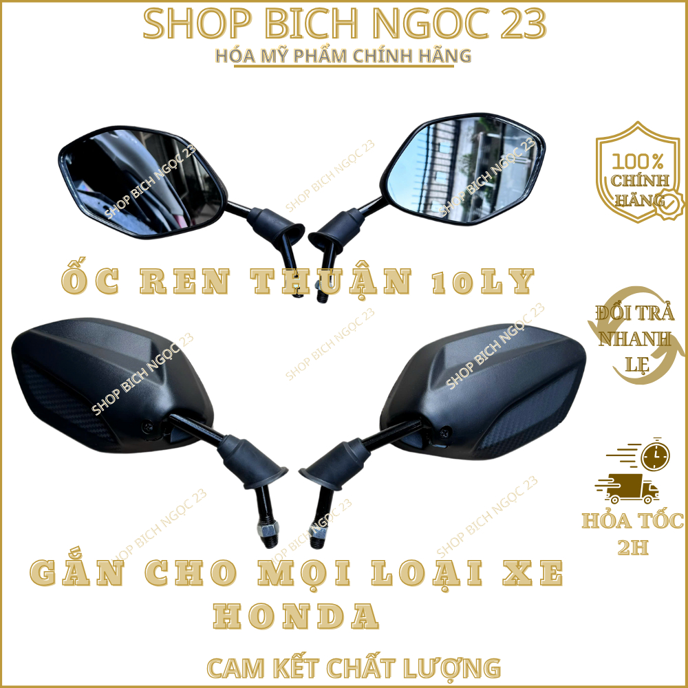 Gương Chiếu Hậu 1 Cặp Trái Phải Gắn Cho Mọi Loại Xe ốc 10li ren thuận ĐÚNG CHUẨN ZIN HONDA