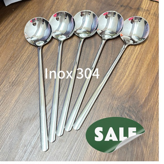 Inox 304 Combo 5 Thìa Hàn Tròn Bạc Cao Cấp Muỗng Cơm Tròn Siêu Đẹp Lung Linh Thép Không Rỉ 304
