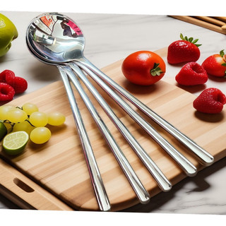 Inox 304 Combo 5 Thìa Hàn Tròn Bạc Cao Cấp Muỗng Cơm Tròn Siêu Đẹp Lung Linh Thép Không Rỉ 304