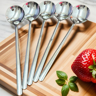 Inox 304 Combo 5 Thìa Hàn Tròn Bạc Cao Cấp Muỗng Cơm Tròn Siêu Đẹp Lung Linh Thép Không Rỉ 304