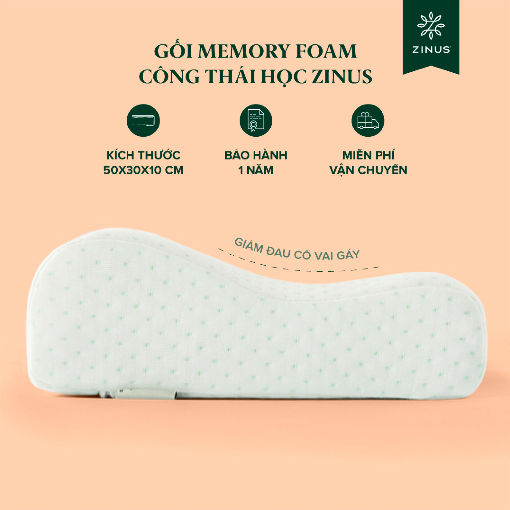 Ảnh Gối Cao Su Non Công Thái Học Giảm Đau Cổ Vai Gáy - Zinus Contour Pillow Memory Foam 1