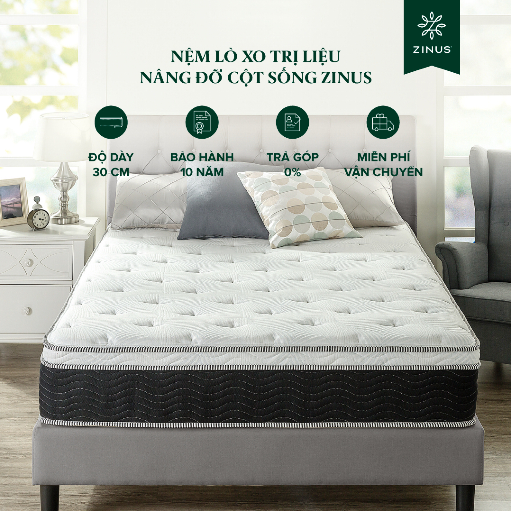 Ảnh Nệm Lò Xo Trị Liệu Cao Cấp Dày 30cm Zinus - 12in iCoil Premium Spring Mattress 1
