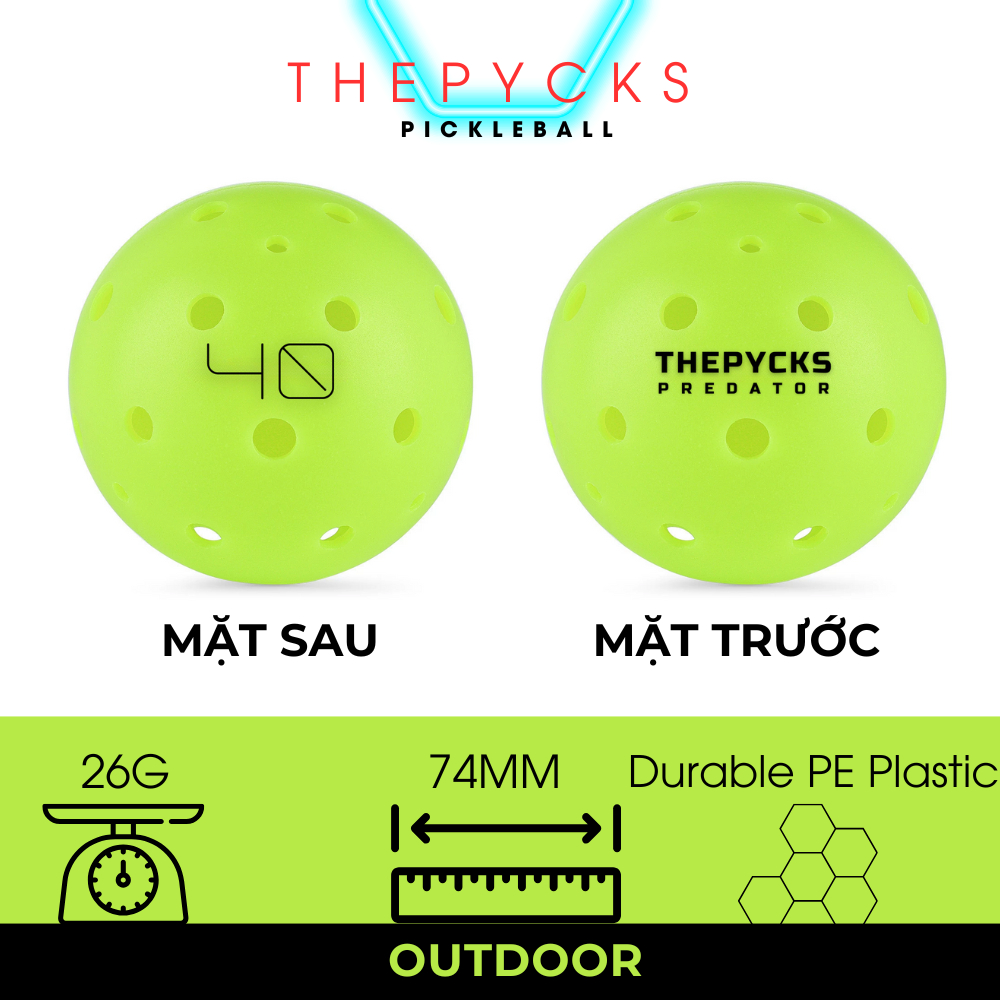 Bóng Pickleball PREDATOR 40 THEPYCKS 40 lỗ, phù hợp chơi chuyên nghiệp ...