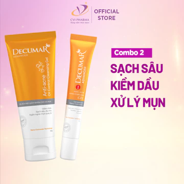 Combo gel chấm mụn nghệ vàng mờ thâm sẹo và sữa rửa mặt từ nghệ Decumar Advanced - DAB02