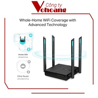 Bộ Phát Wifi TP-Link Archer C64 Băng tần kép - AC1200 MU-MIMO Beamforming