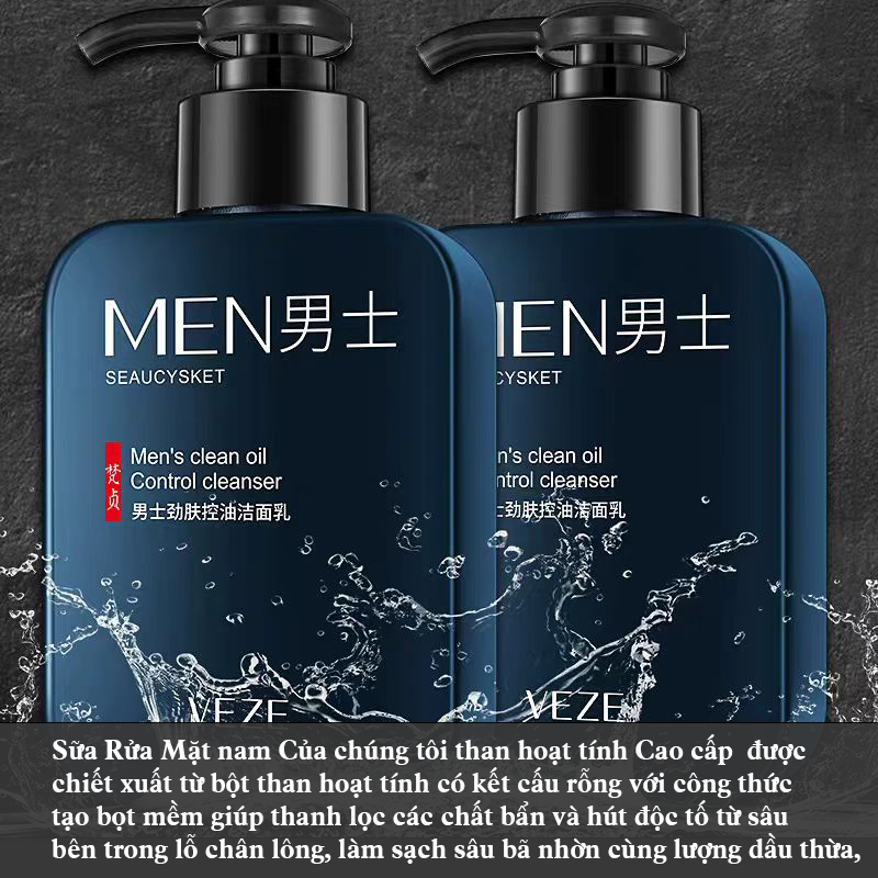 Sữa Rửa Mặt Nam 3 Tác Động Sạch Dầu Ngừa Mụn Sáng Da，Ngừa mụn nam Sạch sâu bã nhờn Làm sạch sâu lỗ chân lông