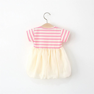 Váy bé gái ngắn tay dáng bí thun cotton kẻ sọc phối nơ xinh D1074 Bí Ngô Nhỏ