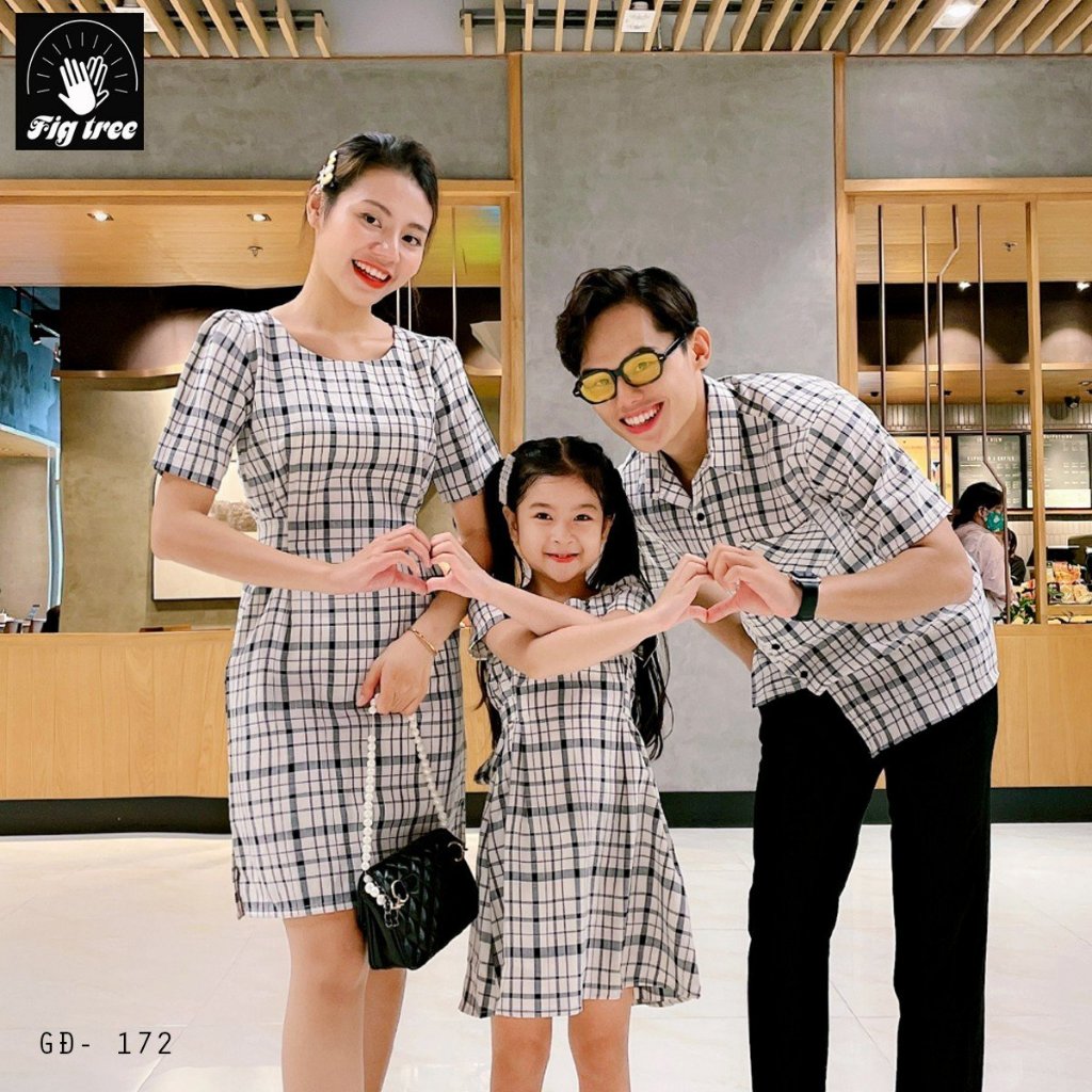 Đồng Phục Gia đình Fig Tree Sọc Caro Trắng Đen ( MS :172) siêu xinh!!!!