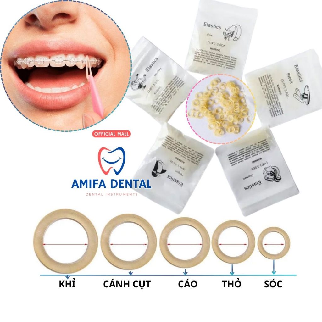 Chun Liên Hàm, Thun Kéo Niềng Răng, Chỉnh Nha, Thun Chỉnh Khớp Cắn, Thun Liên Hàm Gói 100 Chiếc