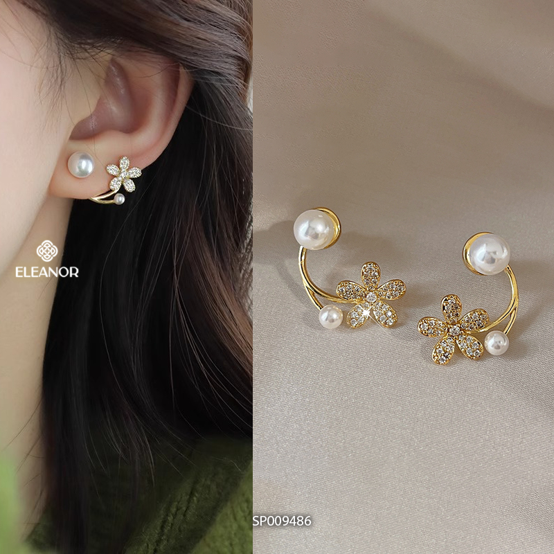 Bông tai nữ chuôi bạc 925 Eleanor Accessories ngọc trai nhân tạo phụ kiện trang sức khuyên tai 9485