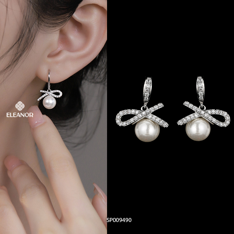 Bông tai nữ chuôi bạc 925 Eleanor Accessories ngọc trai nhân tạo phụ kiện trang sức khuyên tai 9485
